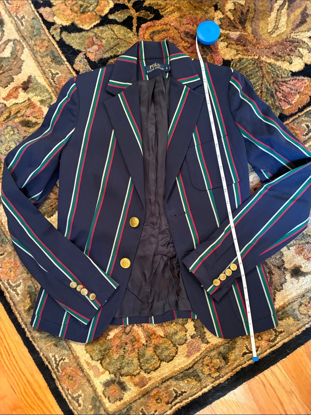 Polo Ralph Lauren Navy Striped Blazer Jacket- size 4 - Picture 4 of 4